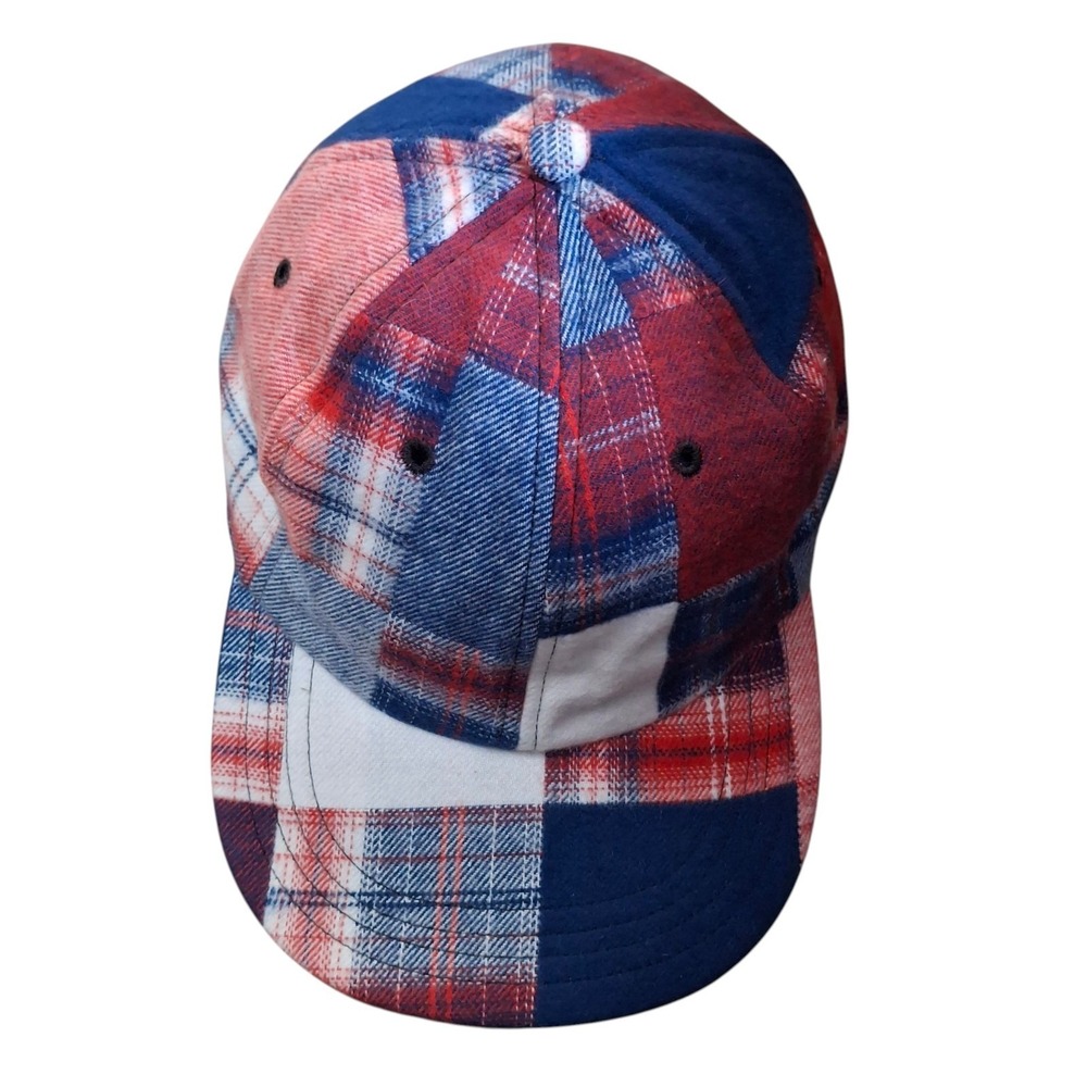 The Vermont Flannel Co Blue Red Flannel Hat Cap ADJ Strap NWT